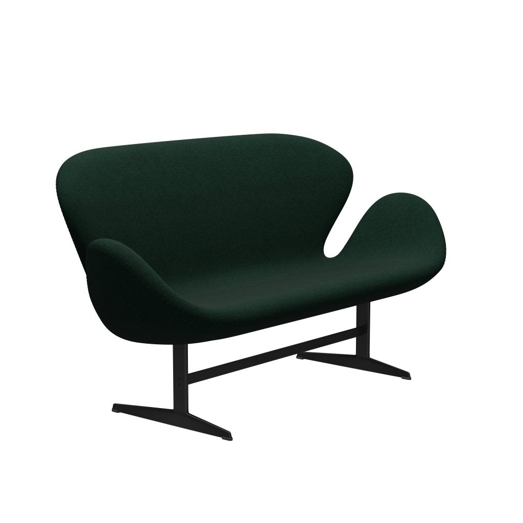 [product_category]-Fritz Hansen Swan Sofa 2 Seater, Black Lacquered/Divina Melange Dark Green-Fritz Hansen-3321-DIM871-BLLA-FRI-2