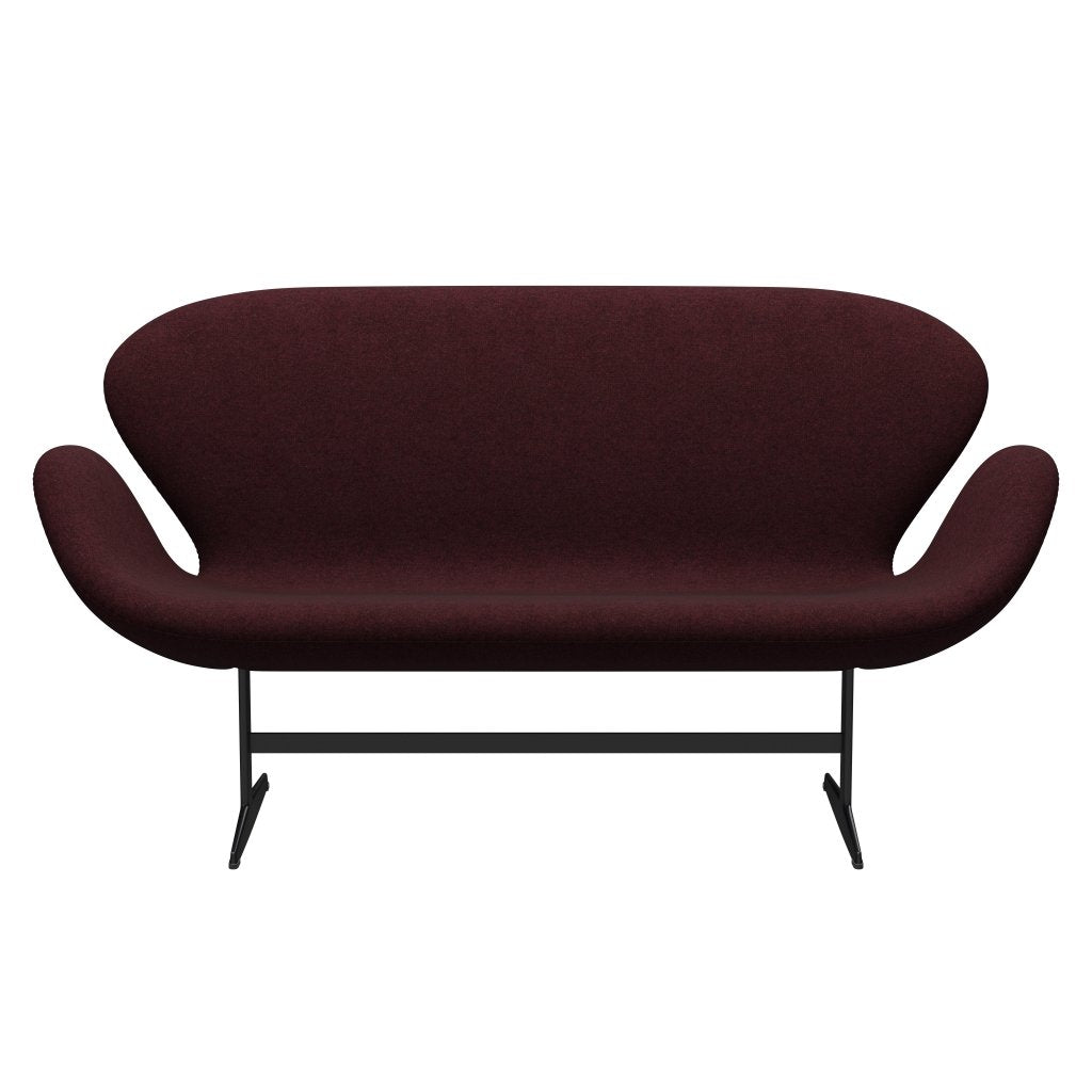 Fritz Hansen Svan soffa 2-personers, svart lack/divina melange mörk rosa