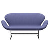 Fritz Hansen Svan soffa 2-sits, svart lackerad/divina melange ljus lila