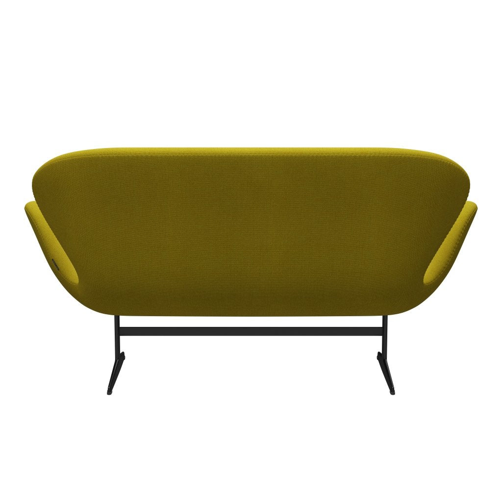 [product_category]-Fritz Hansen Swan Sofa 2 Seater, Black Lacquered/Hallingdal Yellow/Green-Fritz Hansen-3321-HAL420-BLLA-FRI-4