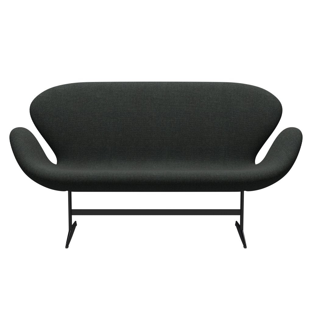 Fritz Hansen Svanesofa 2-Personers, Sortlakeret/Re-Wool Sort/Neutral