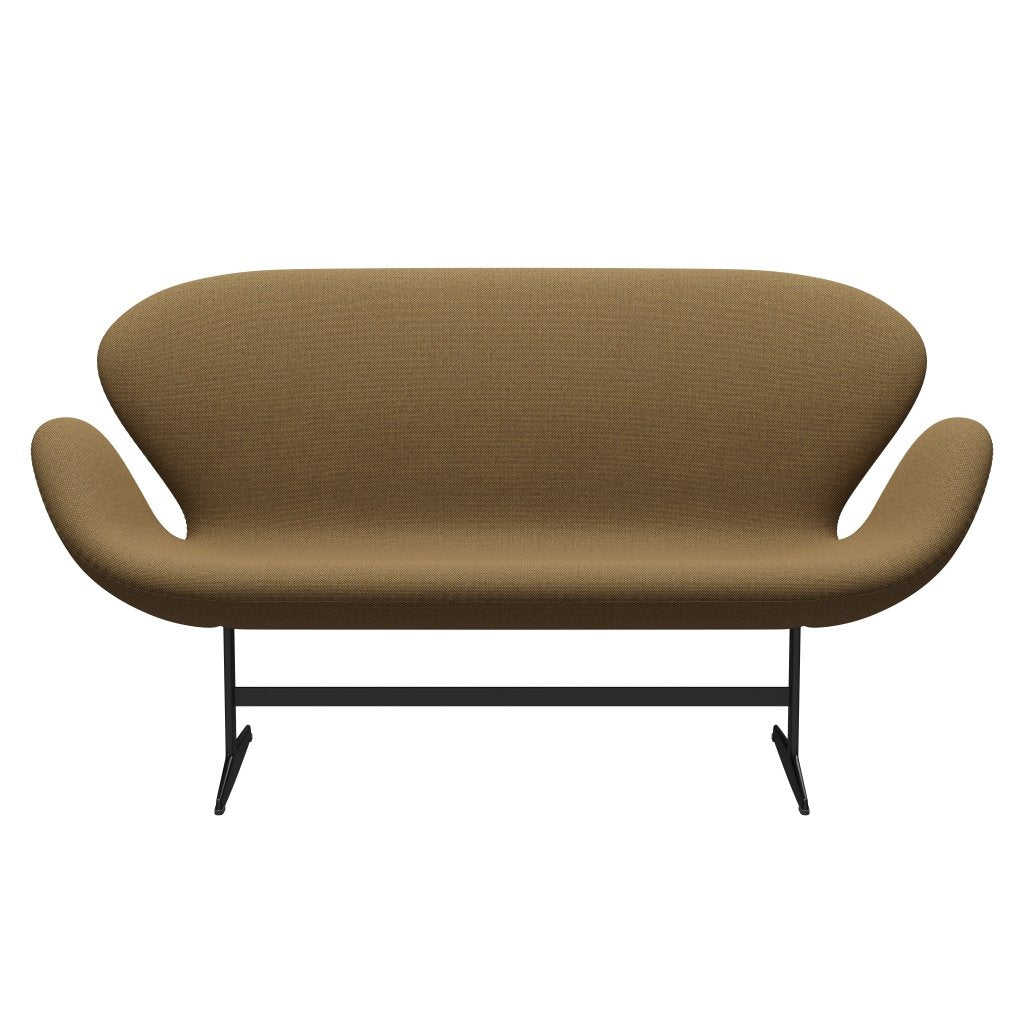 Fritz Hansen Svanesofa 2-Personers, Sortlakeret/Re-Wool Mustard/Natural