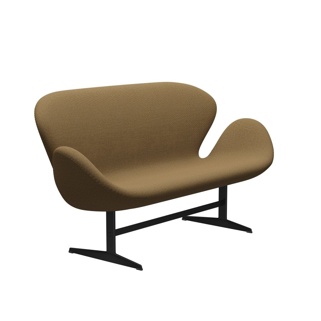 Fritz Hansen Svanesofa 2-Personers, Sortlakeret/Re-Wool Mustard/Natural