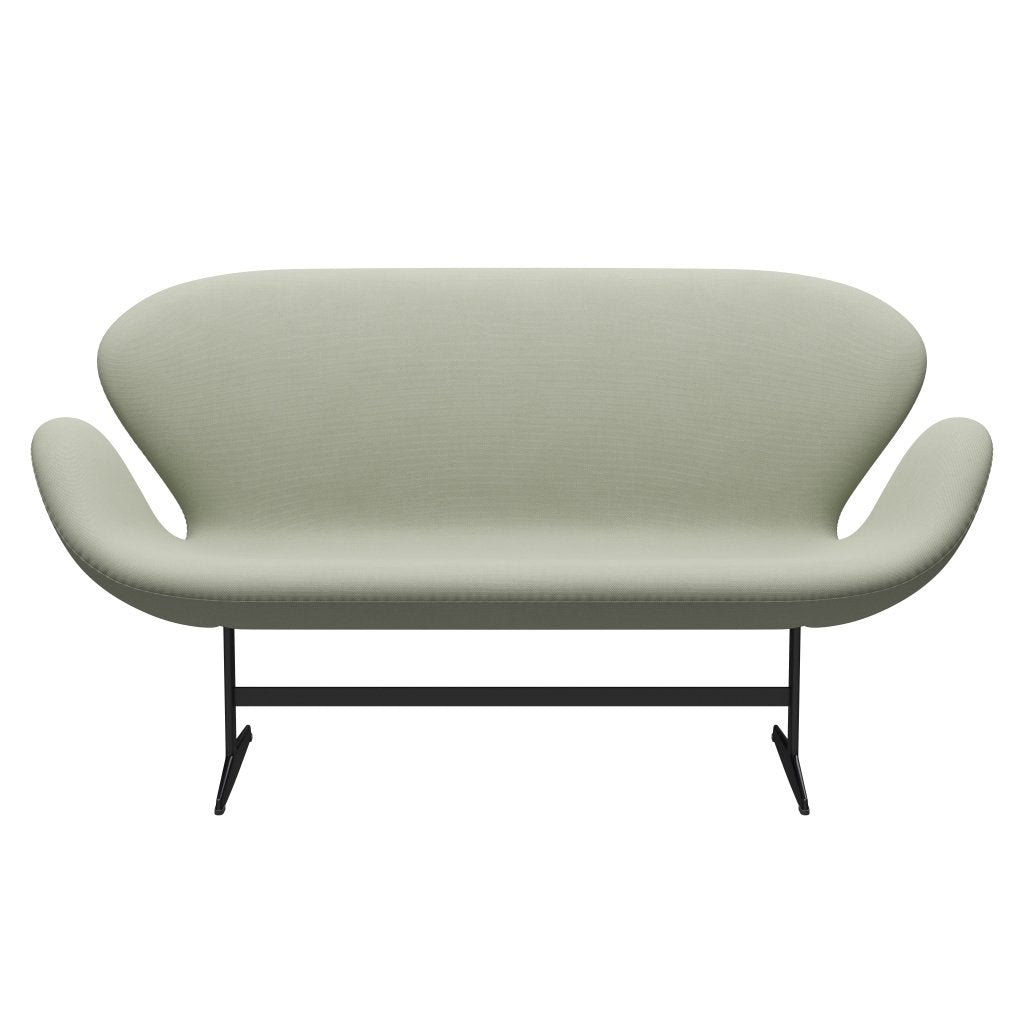 Fritz Hansen Svan soffa 2-personers, svart lack/steelcut ljus/mild turkos