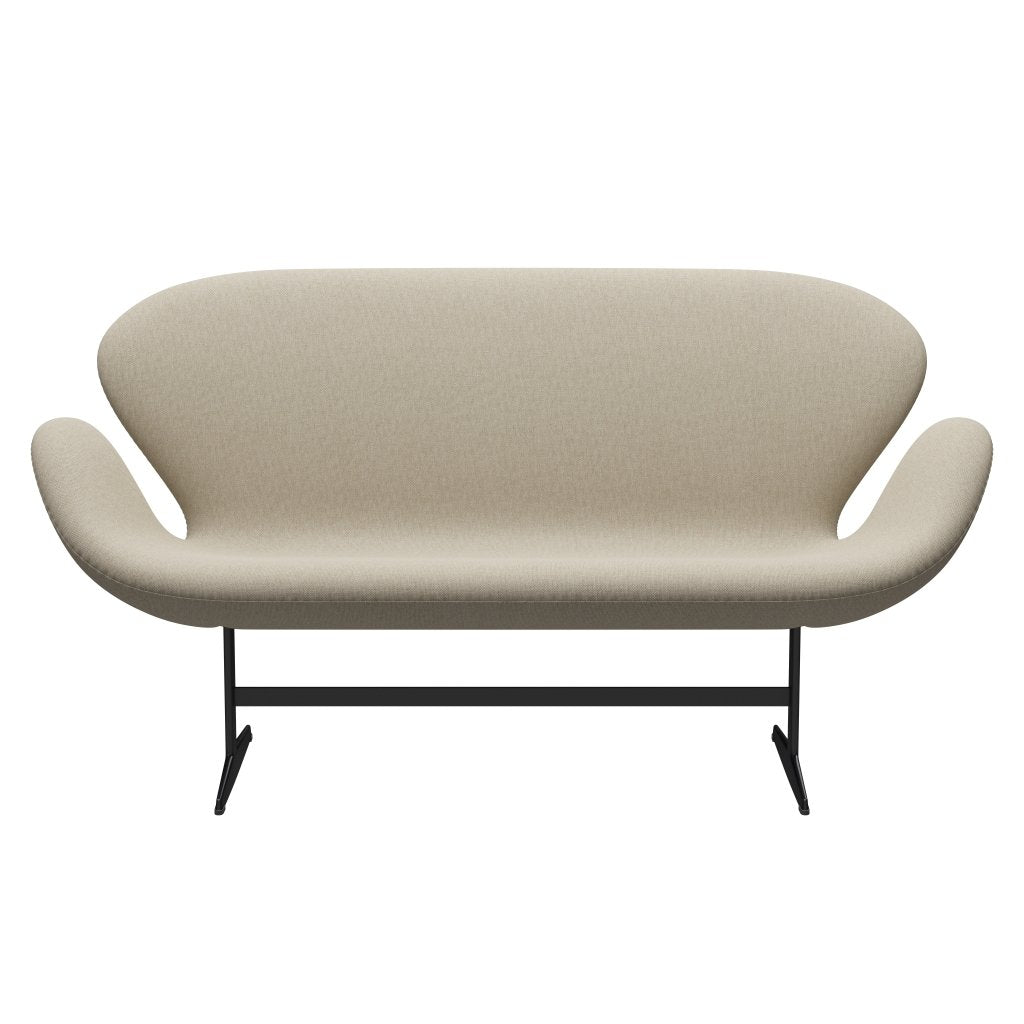 Fritz Hansen Svan soffa 2-personers, svart lack/sunniva ljus beige