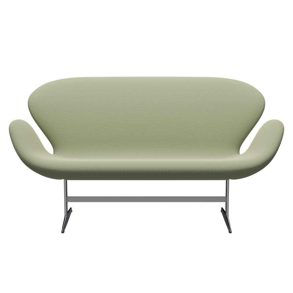 Fritz Hansen Svan soffa 2-sits, satin polerad aluminium/fångst dammad grön