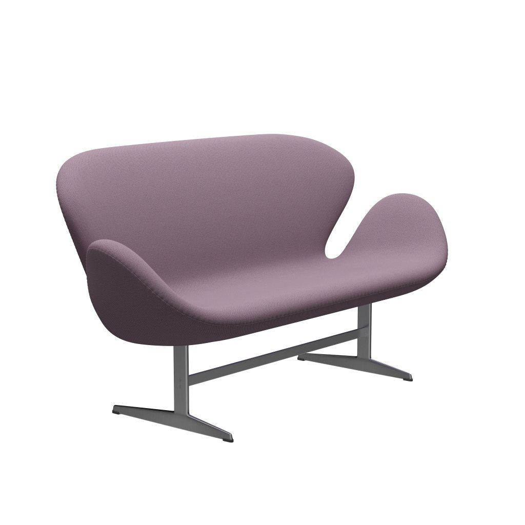 [product_category]-Fritz Hansen Swan Sofa 2 Seater, Satin Brushed Aluminium/Capture Violet/Brown-Fritz Hansen-3321-CP6202-SPAL-FRI-2