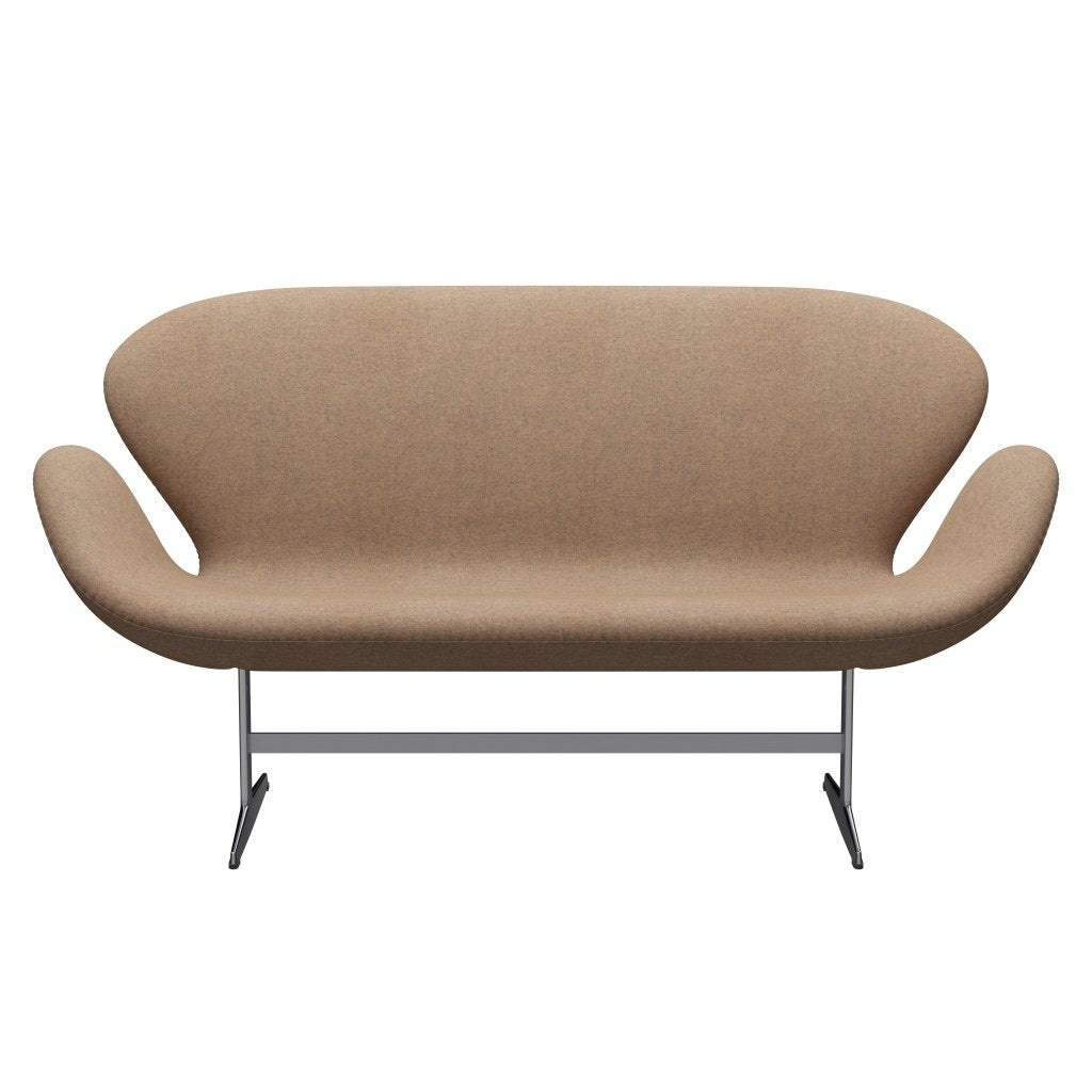 Fritz Hansen Svan soffa 2-sits, satin polerad aluminium/divina melange grå naken