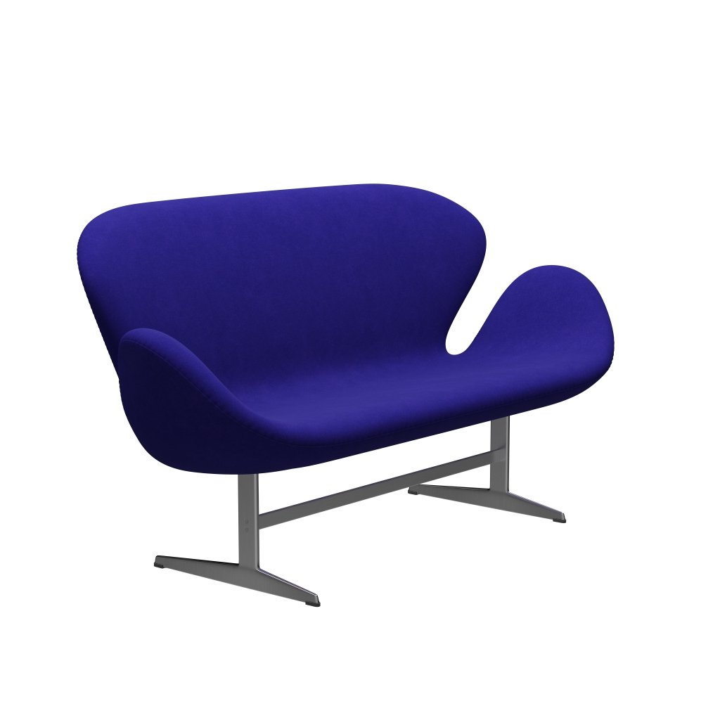 Fritz Hansen Svan soffa 2-person, satin polerad aluminium/divina petroleumblå