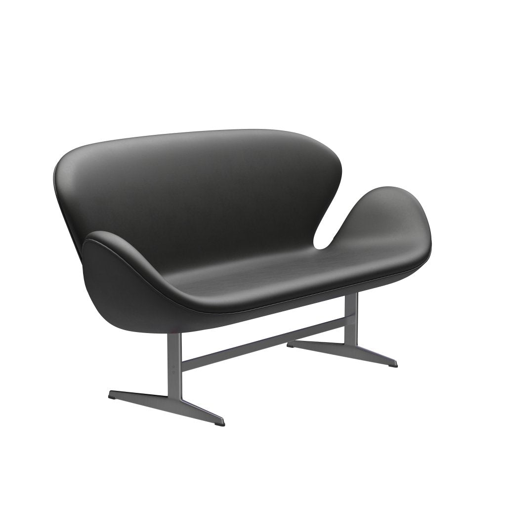 Fritz Hansen Svan soffa 2-sits, satin polerad aluminium/essentiell svart