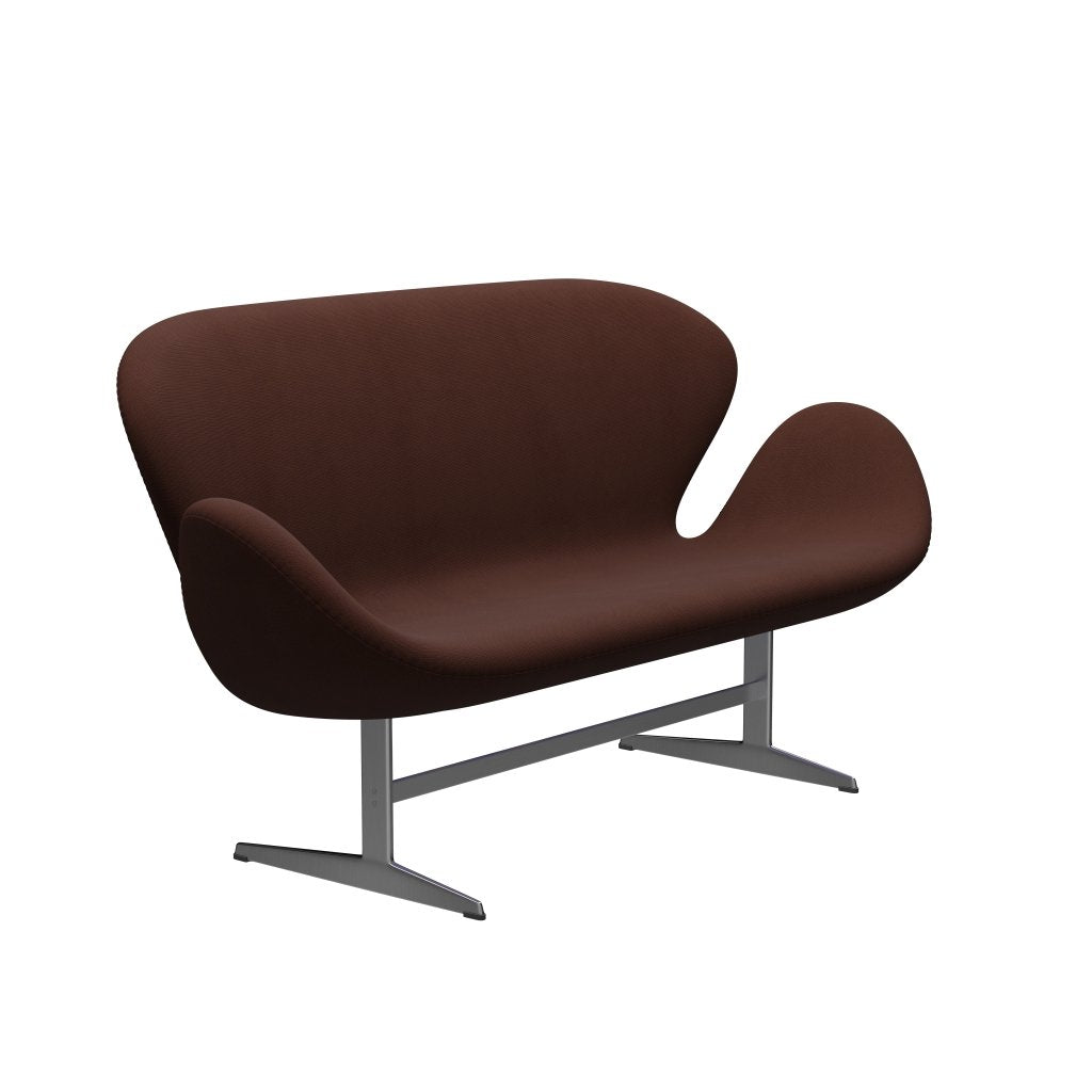 Fritz Hansen Swan Sofa 2-sits, satin polerad aluminium/berömmelse Brown (61047)