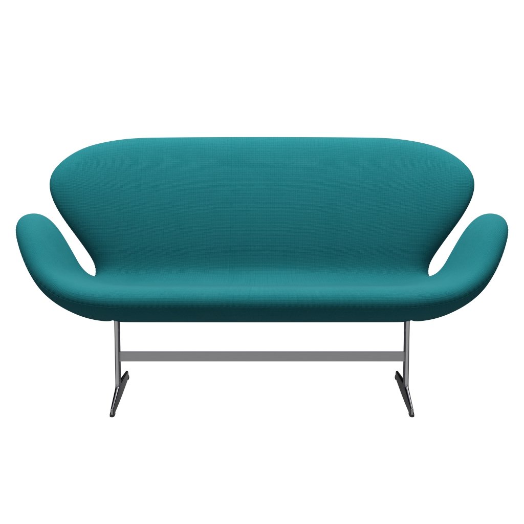 Fritz Hansen Svan soffa 2-sits, satin polerad aluminium/berömmelse grön turkos