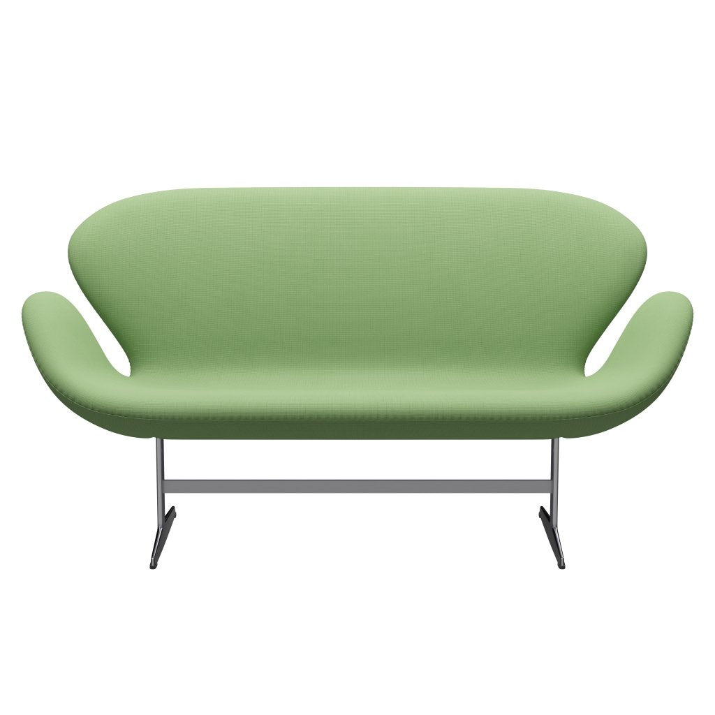 Fritz Hansen Svan soffa 2-sits, satin polerad aluminium/berömmelse ljusgrön