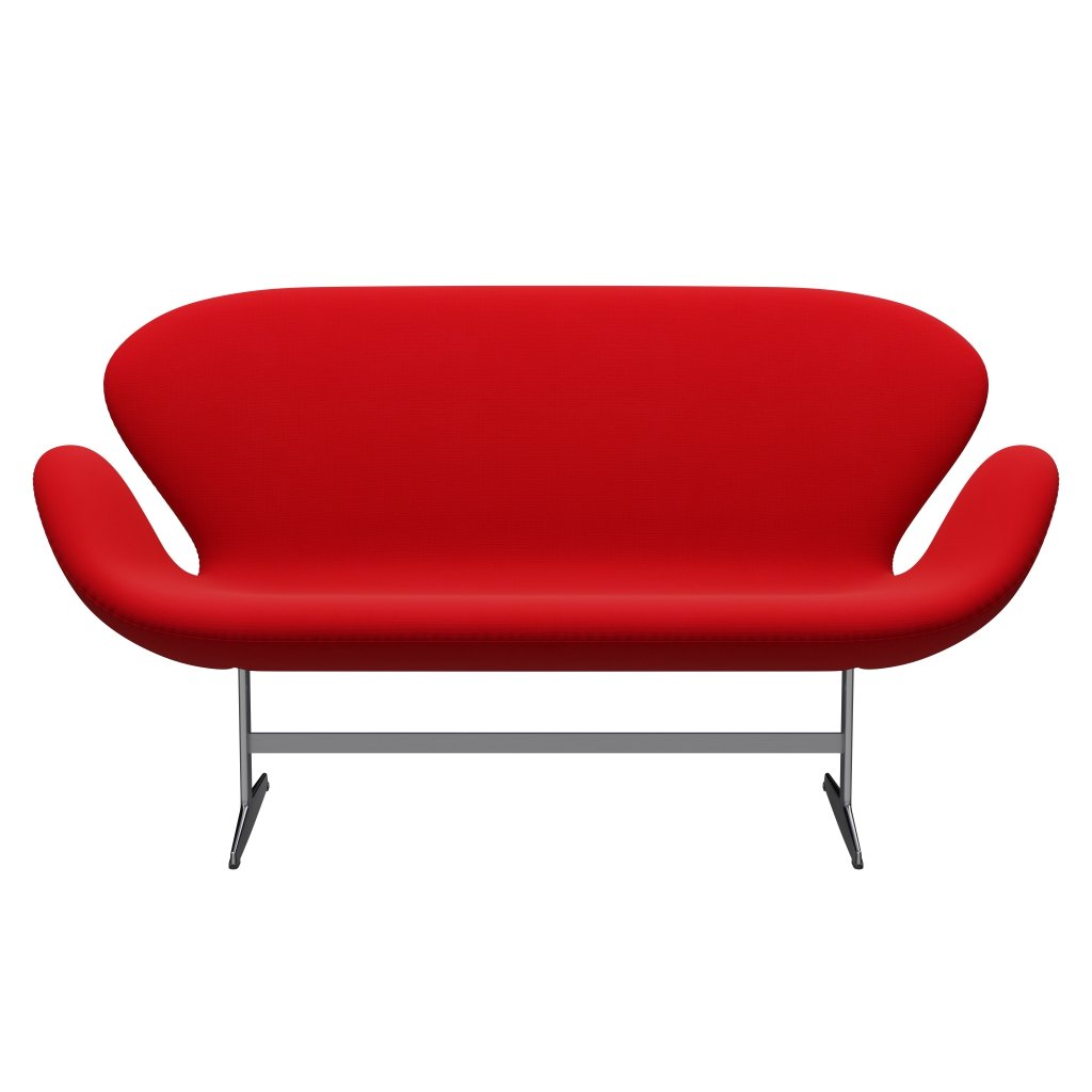 [product_category]-Fritz Hansen Swan Sofa 2 Seater, Satin Brushed Aluminium/Fame Red (64119)-Fritz Hansen-3321-F64119-SPAL-FRI-1