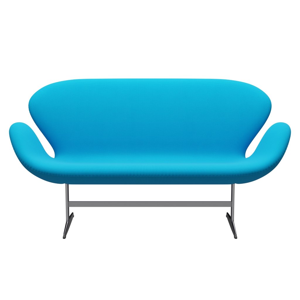 Fritz Hansen Svan soffa 2-sits, satin polerad aluminium/berömmelse het turkos