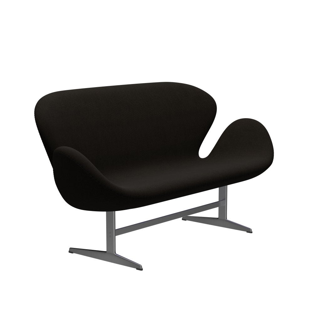 Fritz Hansen Svan soffa 2-sits, satin polerad aluminium/hallingdal mörkbrun