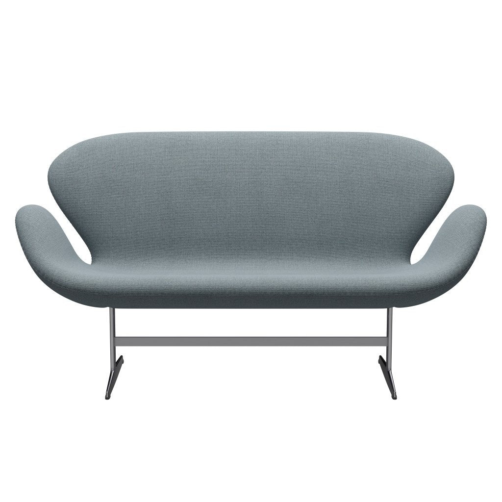 Fritz Hansen Svan soffa 2-person, satin polerad aluminium/omull ljusblå/naturlig