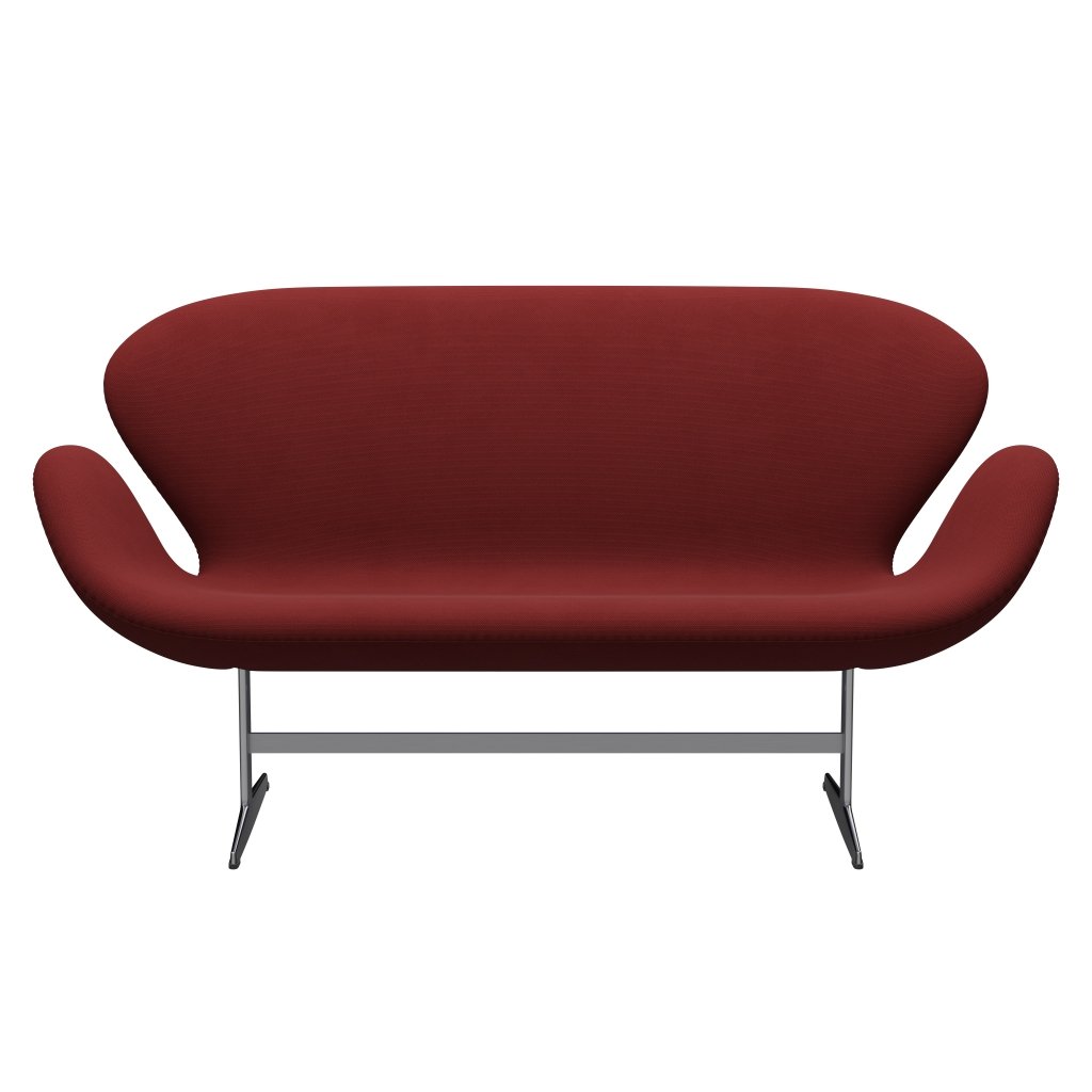 Fritz Hansen Svanesofa 2-Personers, Satinpoleret Aluminium/Steelcut Dark Red/Blood