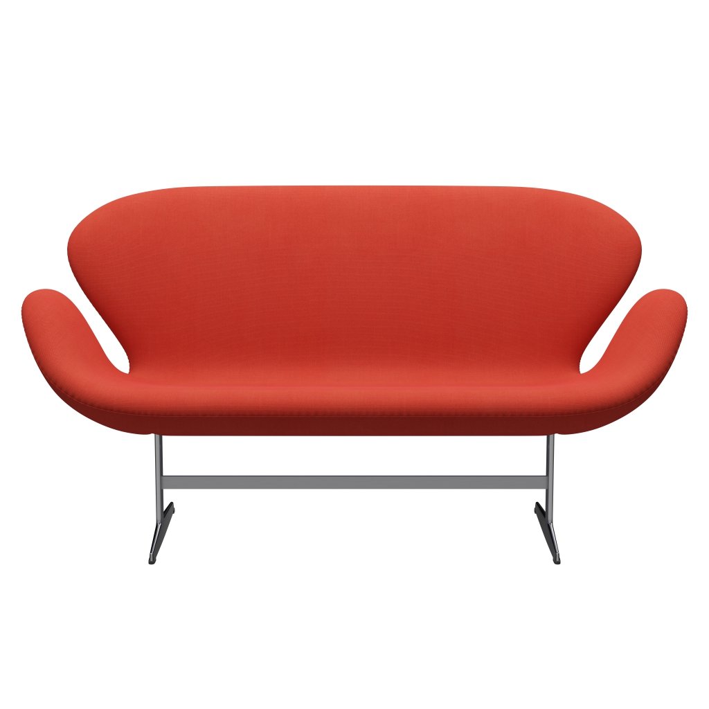 Fritz Hansen Svan soffa 2-sits, satin polerad aluminium/stålcut hög röd