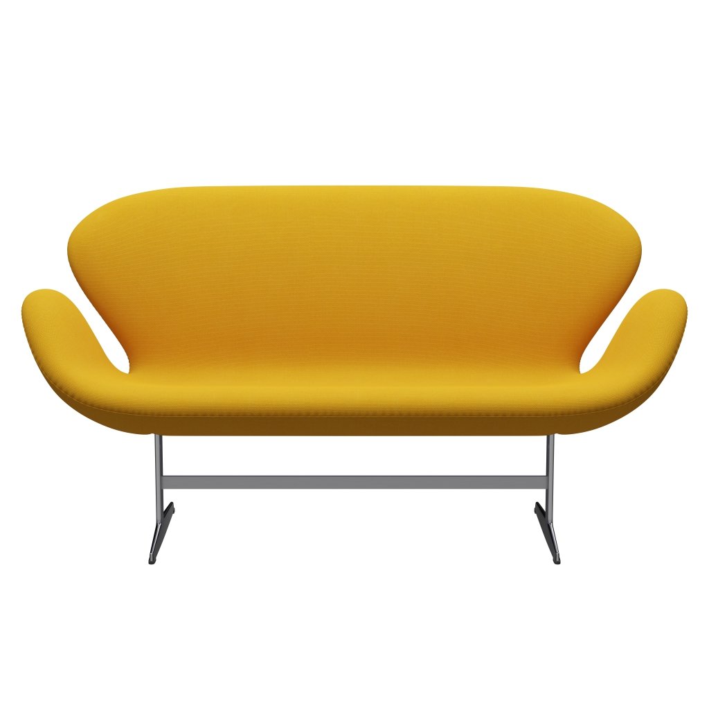 Fritz Hansen Svan soffa 2-sits, satin polerad aluminium/stålcut trio gul