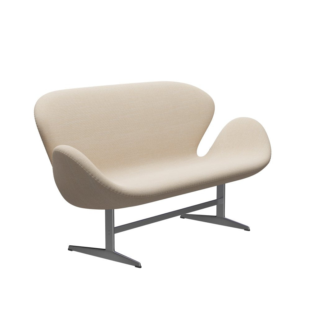 Fritz Hansen Svan soffa 2-sits, satin polerad aluminium/sunniva grädde/sand