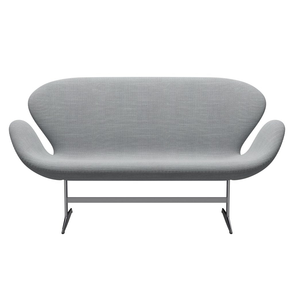 Fritz Hansen Svanesofa 2-Personers, Satinpoleret Aluminium/Sunniva Light Grey/Light Blue