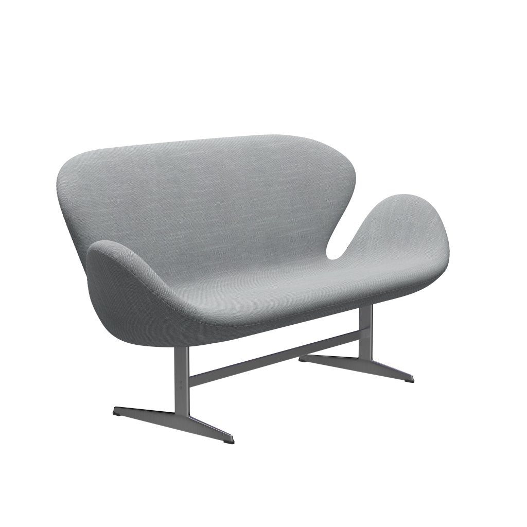 Fritz Hansen Svan soffa 2-person, satin polerad aluminium/sunniva ljusgrå/ljusblå