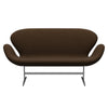 Fritz Hansen Svan soffa 2-sits, satin polerad aluminium/diablo kastanj