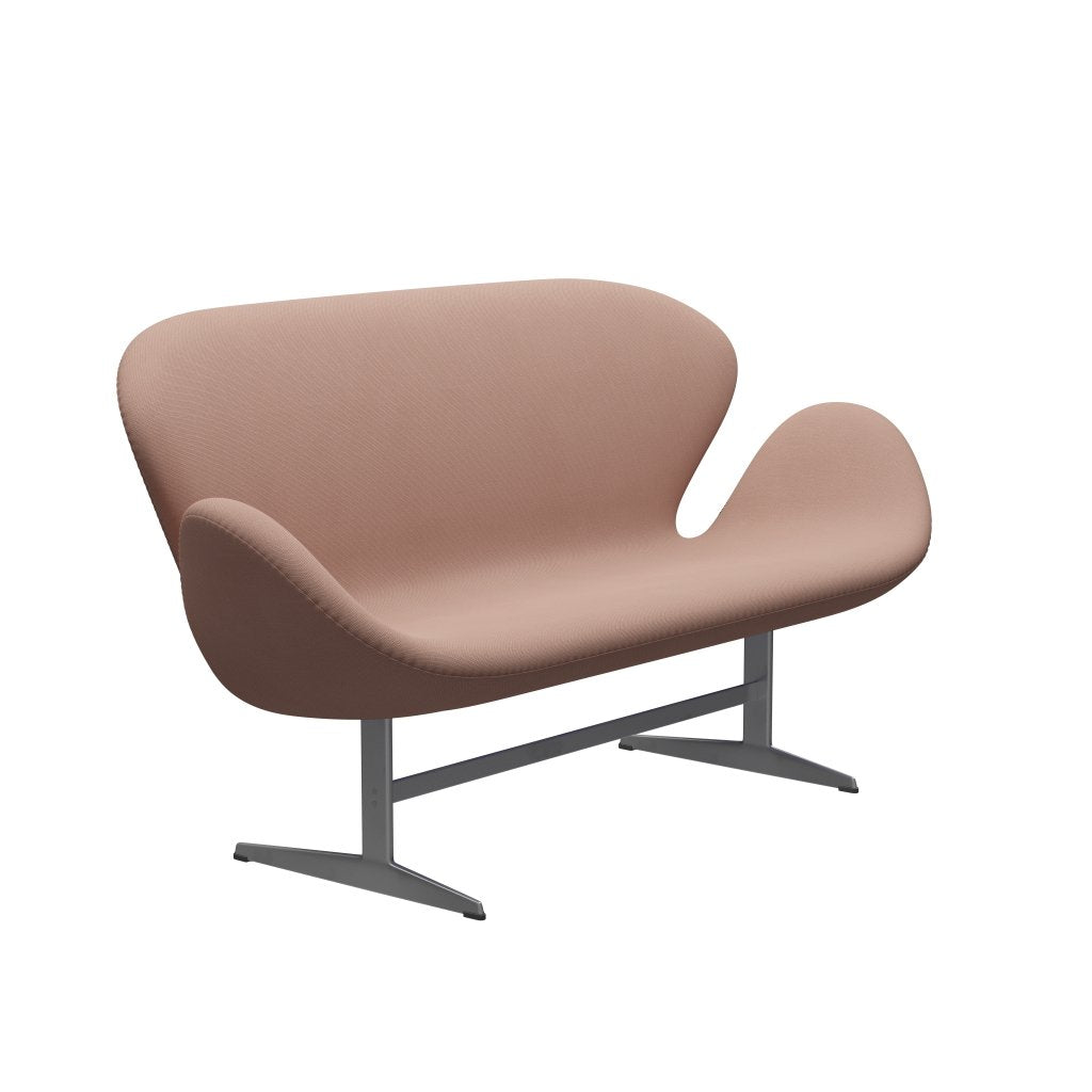 Fritz Hansen Svan soffa 2-personers, silvergrå/stålkutljus beige/ljusröd