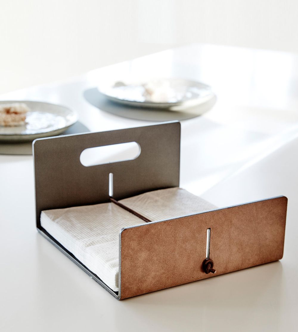 [product_category]-Lind Dna Napkin Holder Nupo Leather, Natural/Bronze-Lind DNA-5711590570396-982634-LIN-4