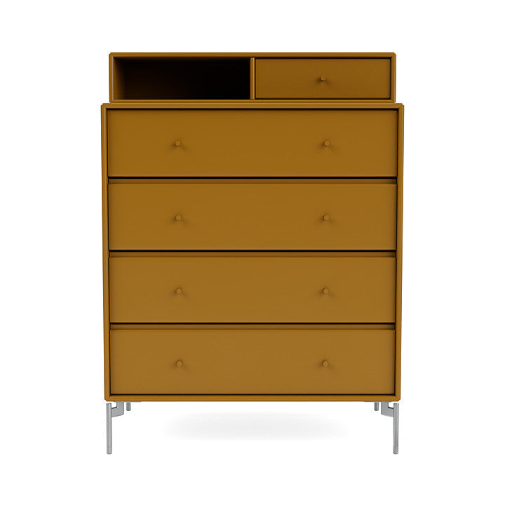 Montana Keep Bre of Drawers With Ben, Amber Yellow/Chrome Mat