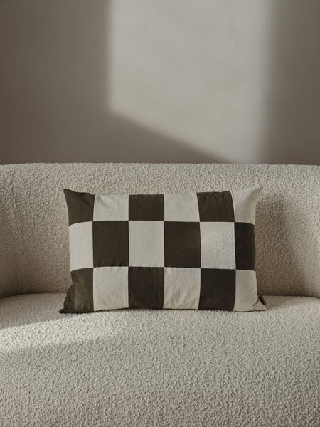 Ferm Living Fold Patchwork Cushion Dark Olive /Undyed