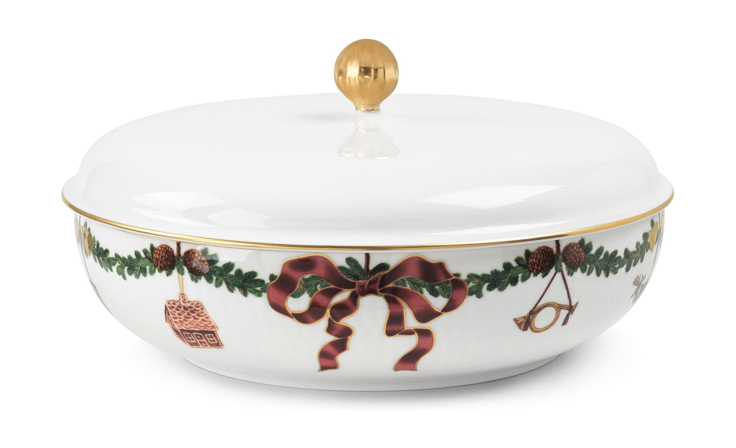 [product_category]-Royal Copenhagen Star Fluted Christmas Serving Bowl With Lid, 21 Cm-Royal Copenhagen-5705140741497-1064783-ROY-1