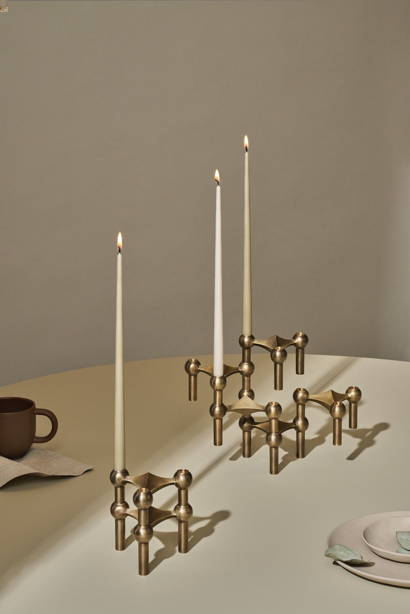 [product_category]-Stoff Nagel Candle Holder (Set With 3 Pcs), Bronzed Brass-STOFF Nagel-5745000848140-9039-STO-6