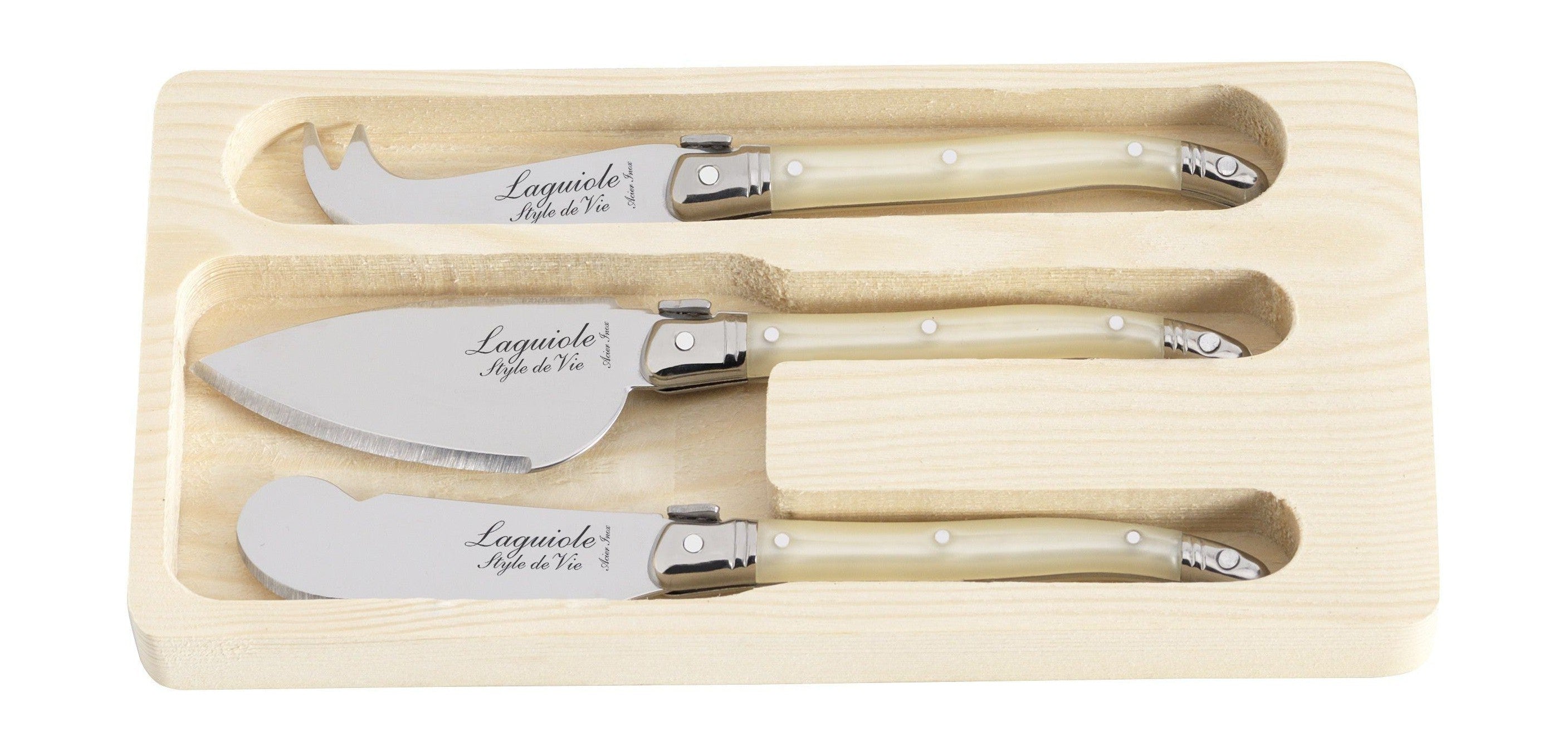 [product_category]-Style De Vie Authentique Laguiole Premium Line Cheese Knives 3 Piece Set, Pearl-Style de Vie Authentique-8718719301012-530108-STY-1