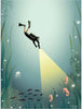 Vissevasse The Diver Plakat, 15X21 Cm