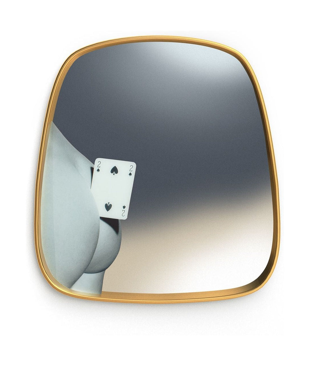 Seletti toalettpappers spegel guldram, två av spader