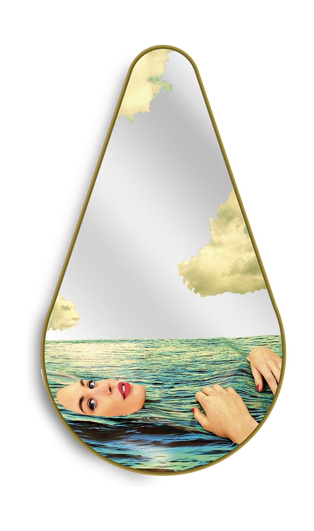 Seletti toalettpappers spegel guld ram päron, Seagirl