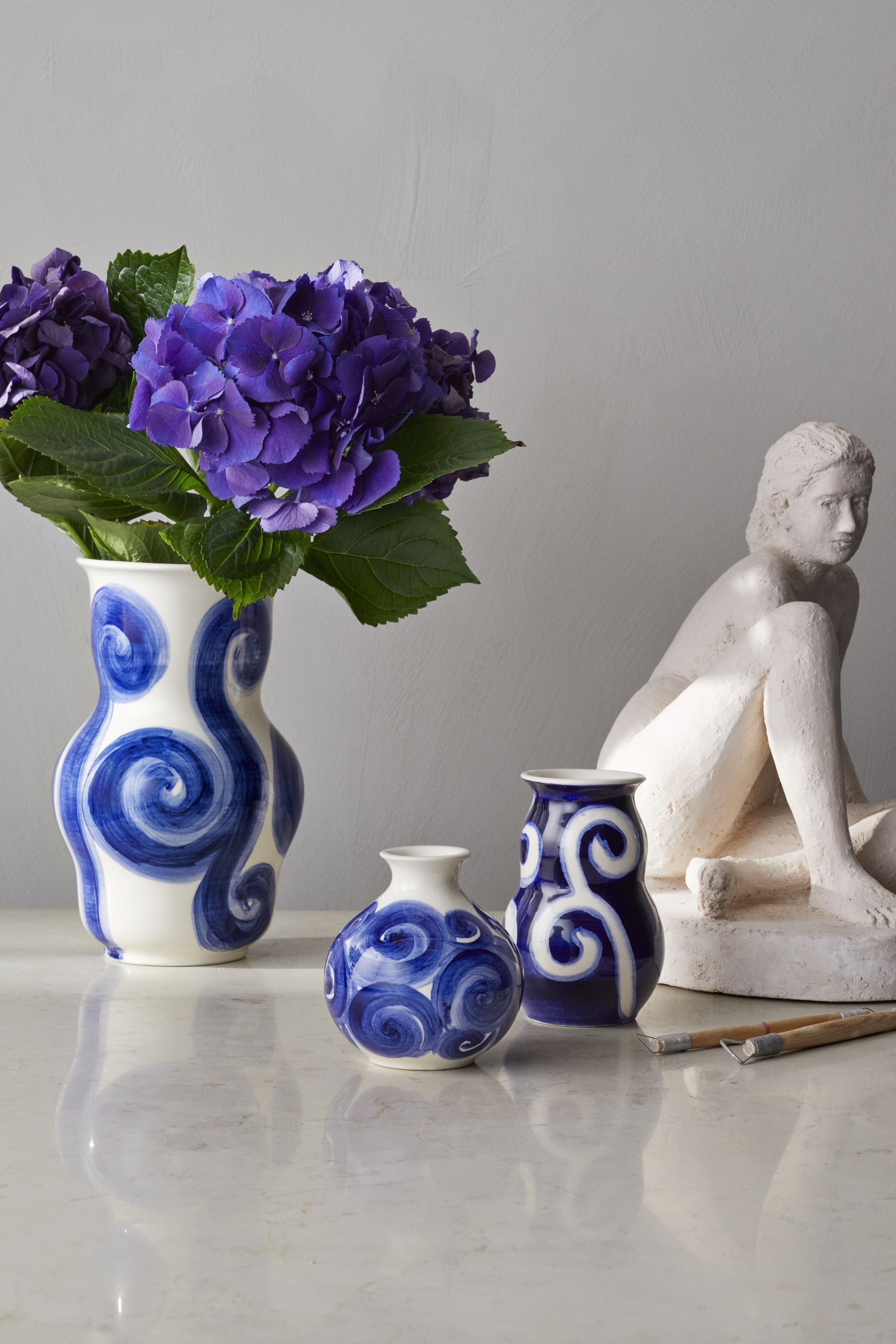 Kähler Tulle Vase H13 cm blå