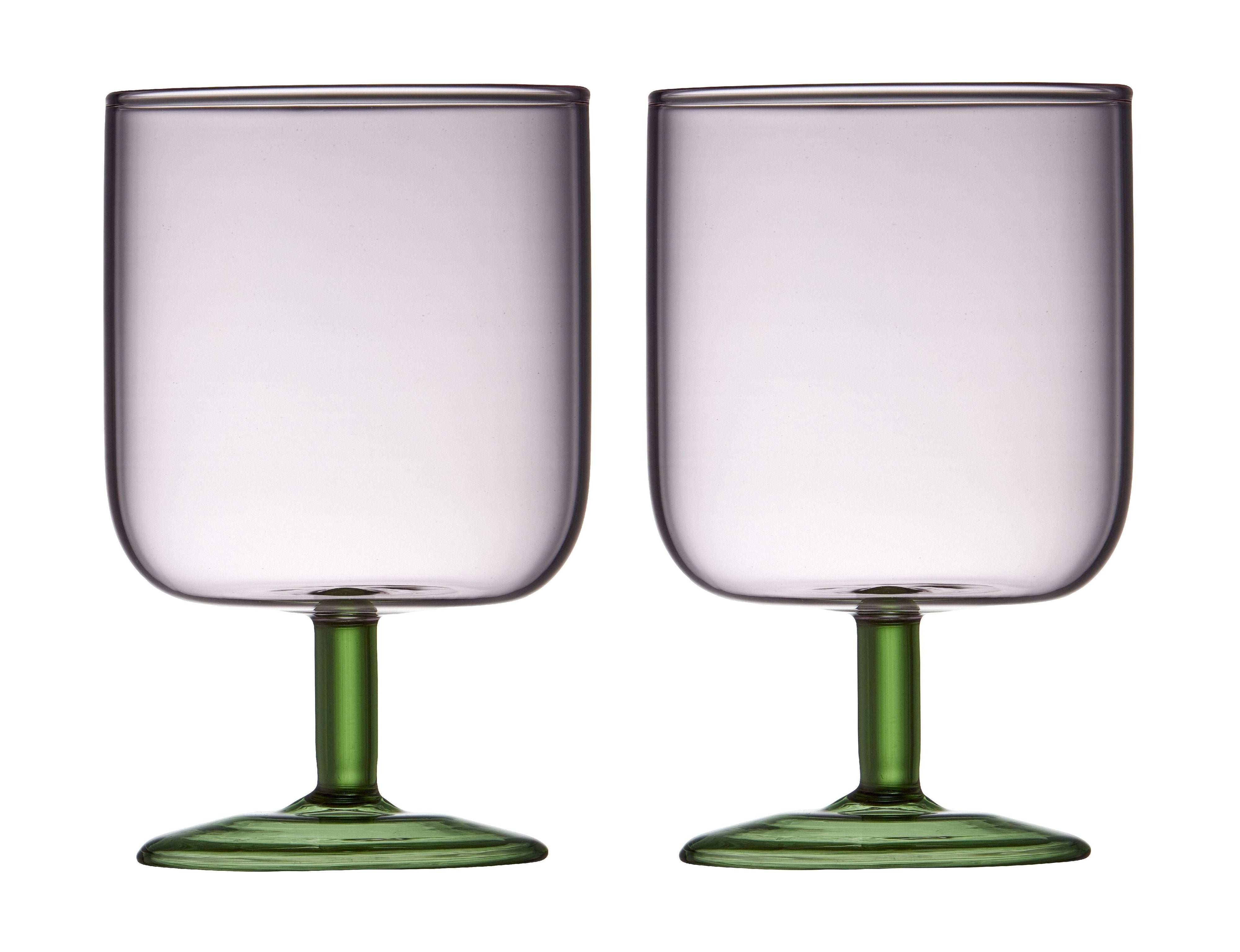 Lyngby Glas Torino vinglas 30 Cl 2 stk, lyserød/grøn