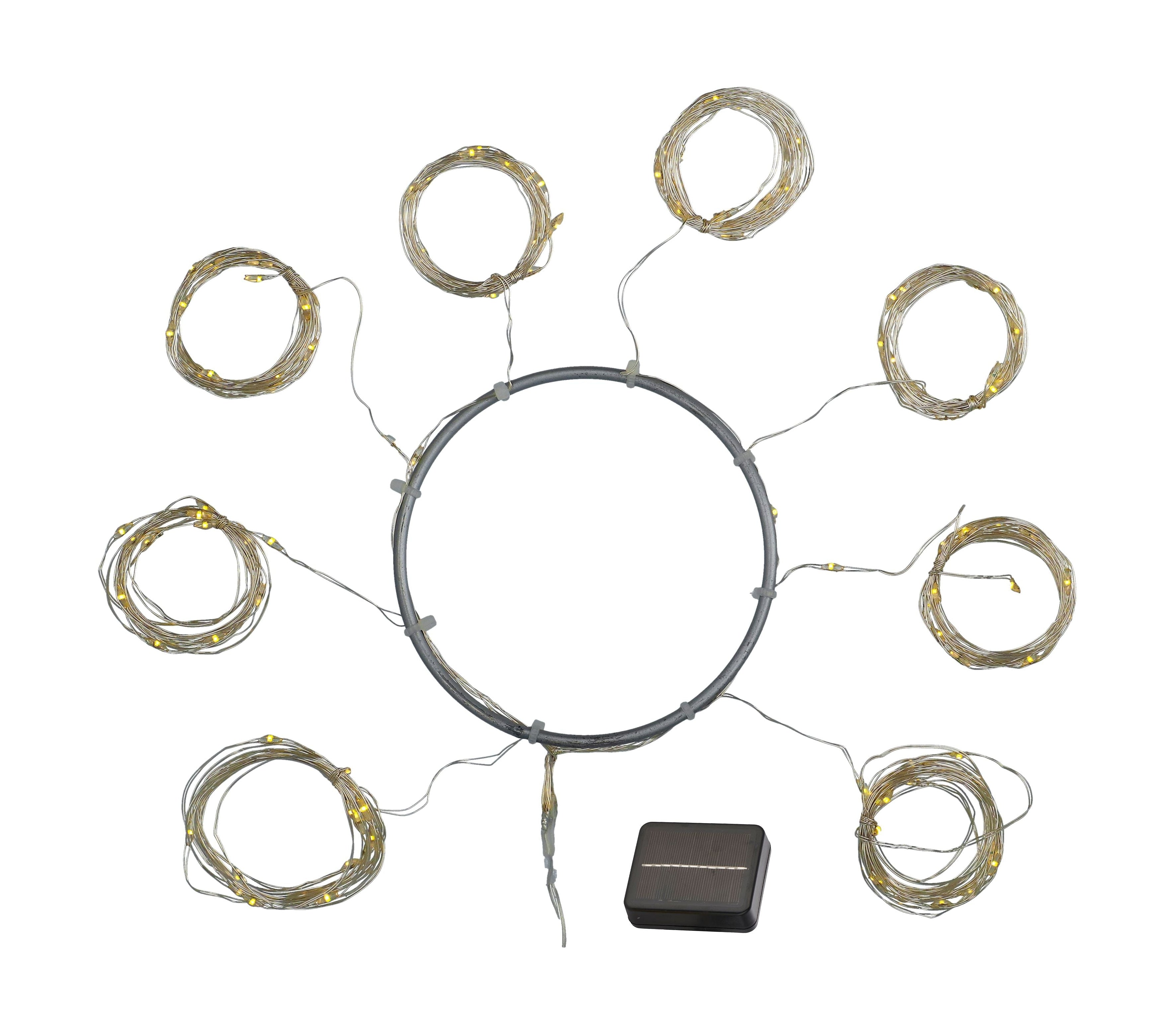 Sirius Knirke Solar Parasol Light Chain 8x2m+2m 128L, sølv