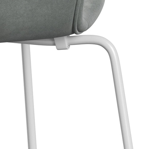 Fritz Hansen 3107 Chair Full Upholstery, White/Belfast Velvet Seal Grey