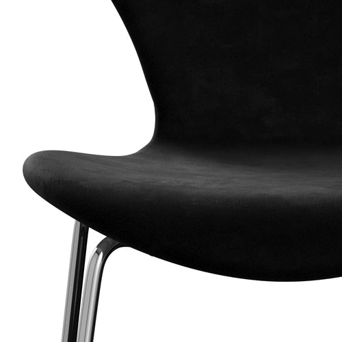 Fritz Hansen 3107 Chair Full Upholstery, Chrome/Belfast Velvet Night Black