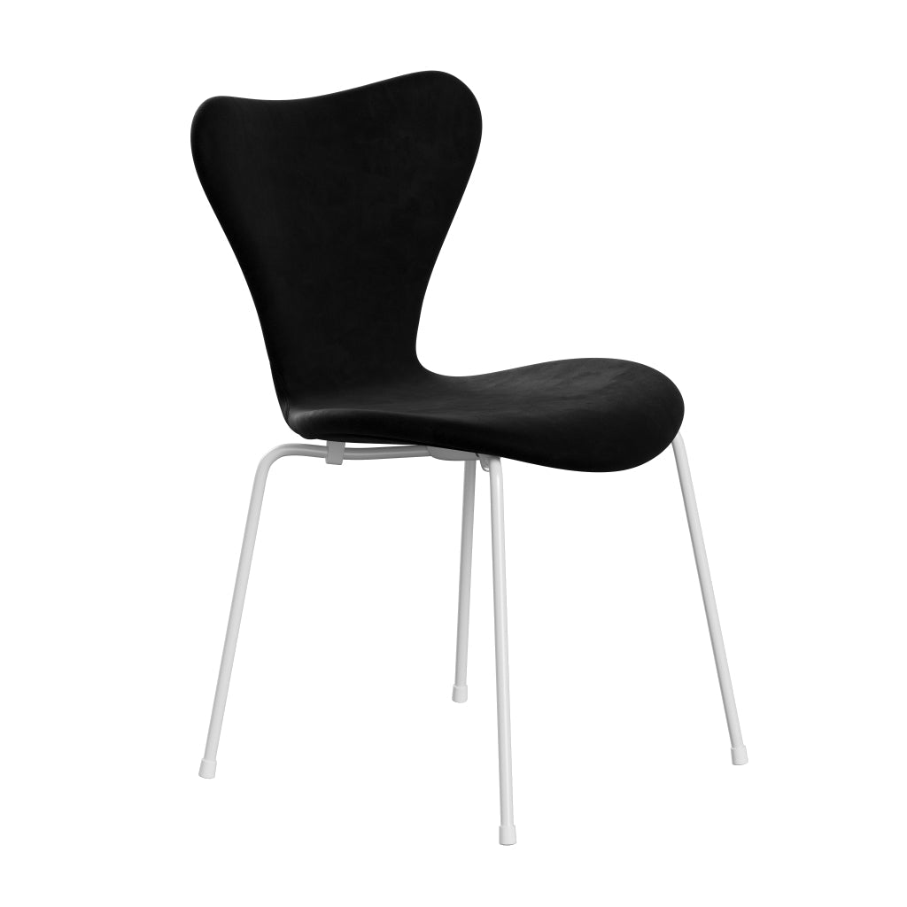 Fritz Hansen 3107 Chair Full Upholstery, White/Belfast Velvet Night Black