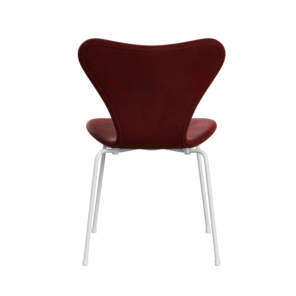 Fritz Hansen 3107 Chair Full Upholstery, White/Belfast Velvet Autumn Red