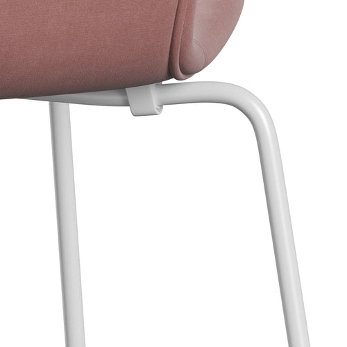 Fritz Hansen 3107 Chair Full Upholstery, White/Belfast Velvet Misty Rose