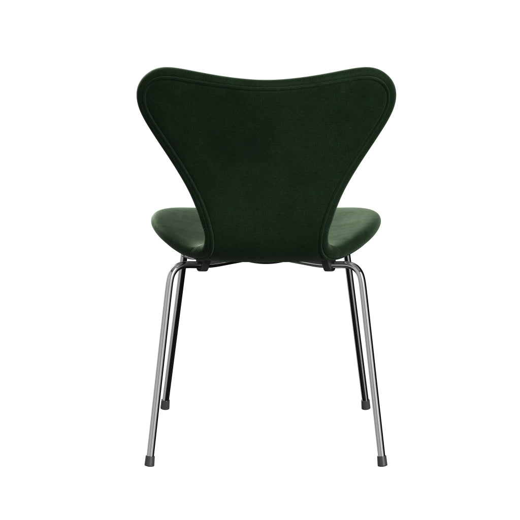 Fritz Hansen 3107 Chair Full Upholstery, Chrome/Belfast Velvet Forest Green