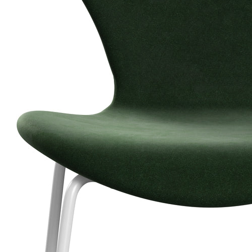 Fritz Hansen 3107 Chair Full Upholstery, White/Belfast Velvet Forest Green