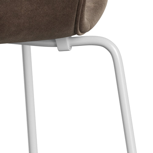 Fritz Hansen 3107 Chair Full Upholstery, White/Belfast Velvet Grey Brown