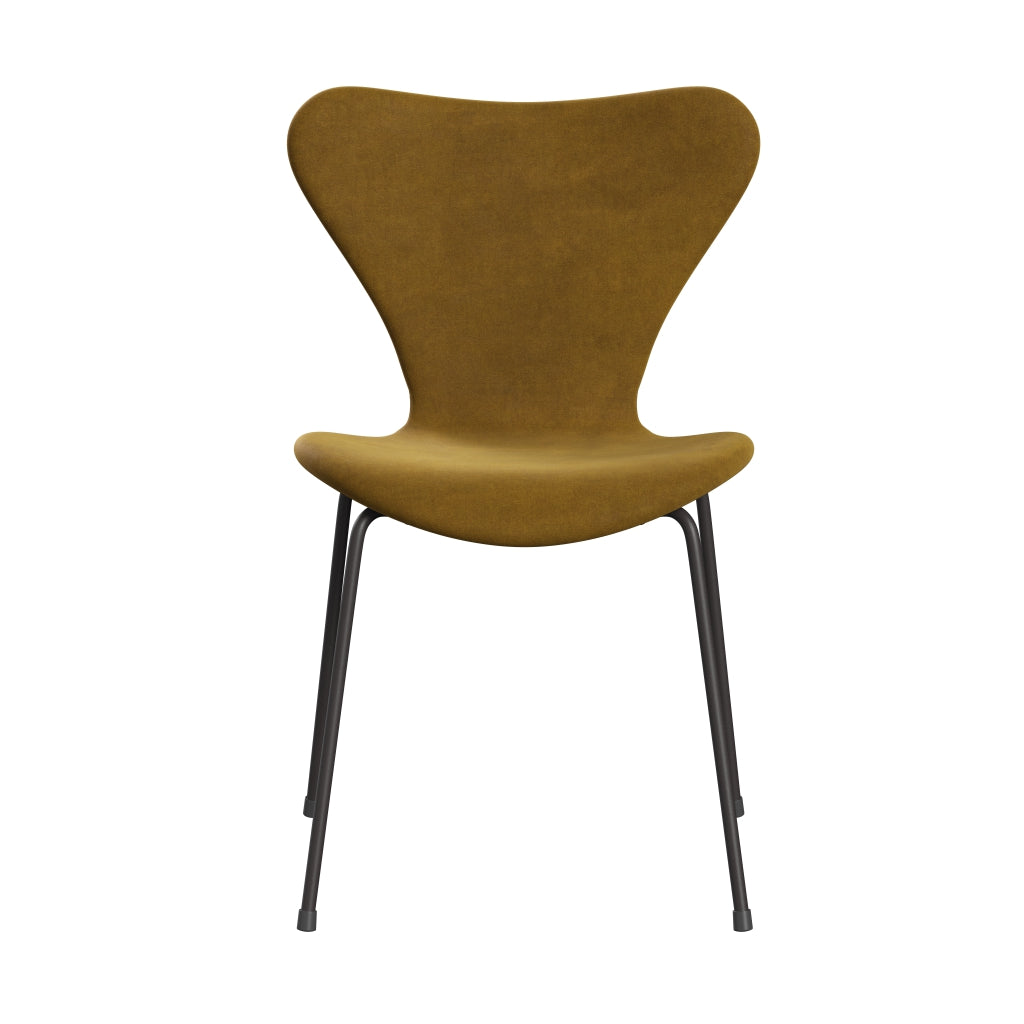 Fritz Hansen 3107 Chair Full Upholstery, Warm Graphite/Belfast Velvet Soft Ochre